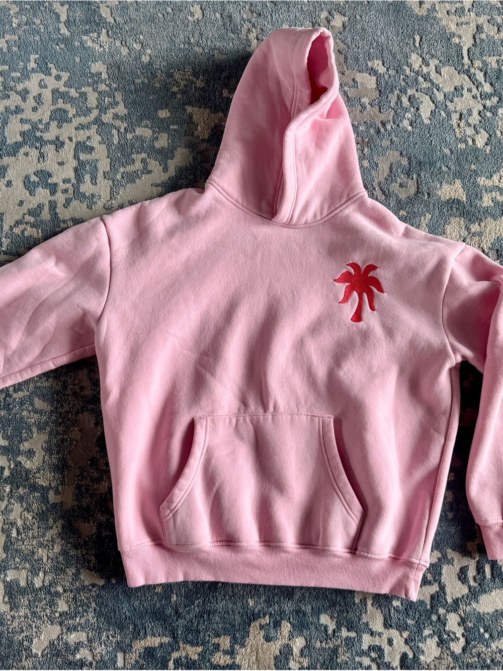 Pink palm puff hoodie